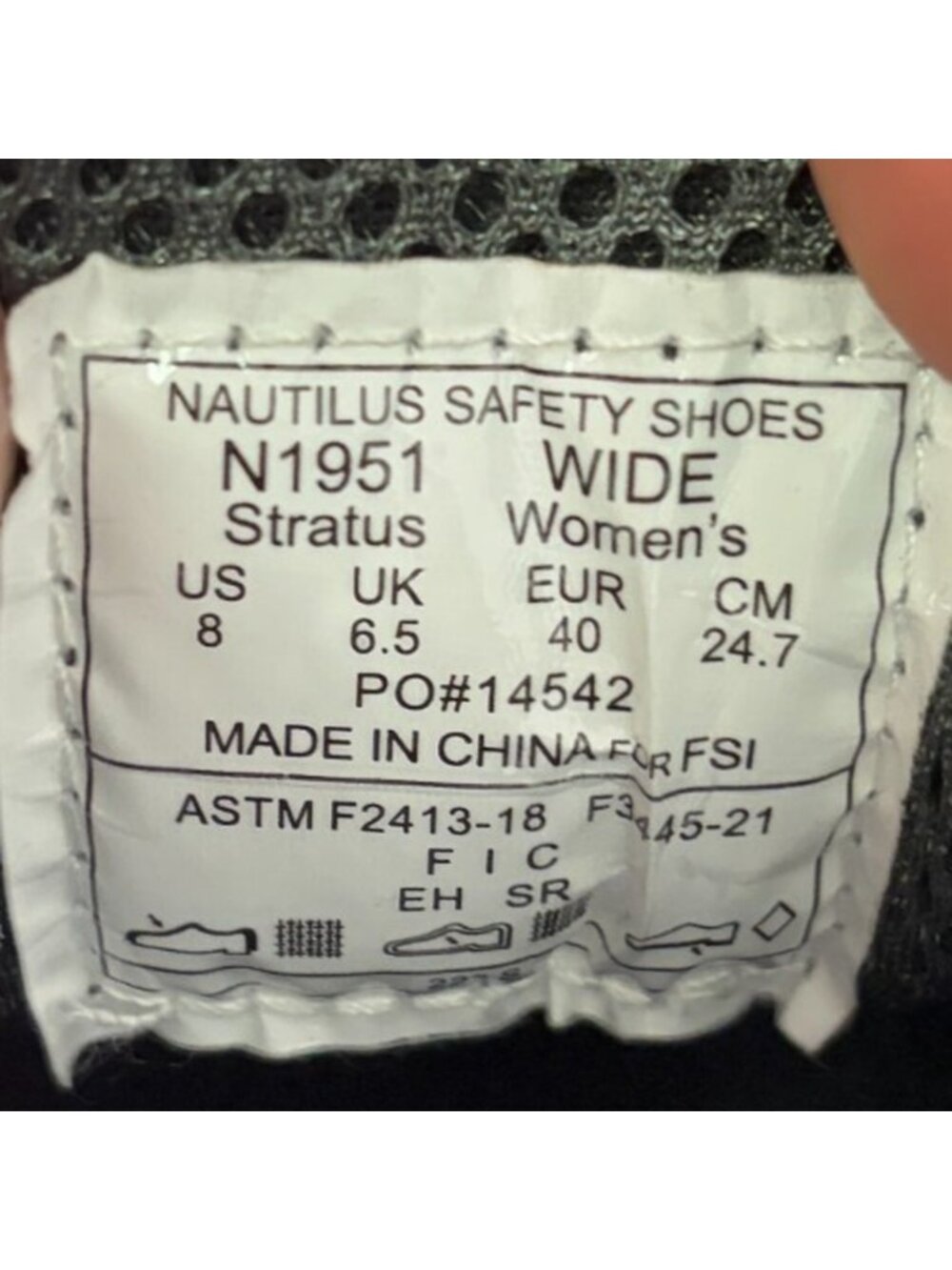 Nautilus Stratus Series Womens Size 8 Gray Black Composite Toe Safety Work Shoes - Picture 9 of 10